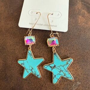 Turquoise Star Dangle Earrings
